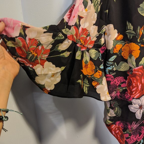 INC Floral Print Blouse Full Sleeves large - Picture 4 of 5